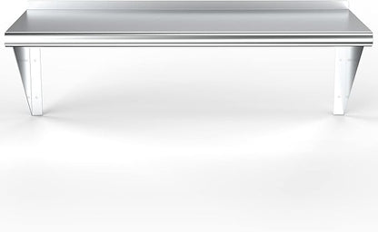NSF Certified 18 Gauge Heavy Duty Stainless Steel Wall Shelf with Brackets for Kitchens, Utility Rooms, Storage, Offices & Home (48"x12")