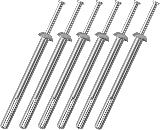 meite Hammer Drive Anchors 1/4" x 3" for Warehouse Racks & Heavy Pipe Supports, Industrial-Grade Concrete & Masonry Fasteners, Zinc-Plated Steel, Secure Hold (1 Case)