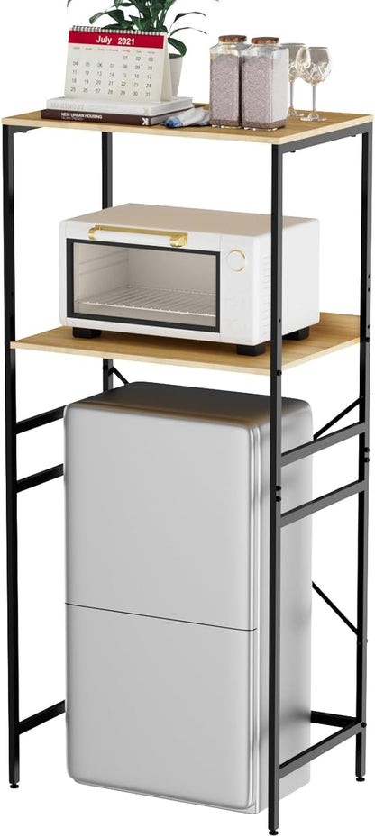 Mini Fridge Shelf Mini Fridge and Microwave Stand Over Mini Fridge Storage Rack Height Adjustable Microwave and Fridge Stand Suitable for Dorm, Kitchens, Offices, Yellow