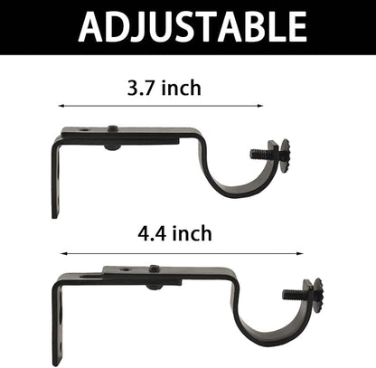 Eau 10 Pieces of Adjustable Black Curtain Rod Brackets, Heavy Duty Single Curtain Rod Holders for Maximum 1 Inch Rod, Wall-Mounted