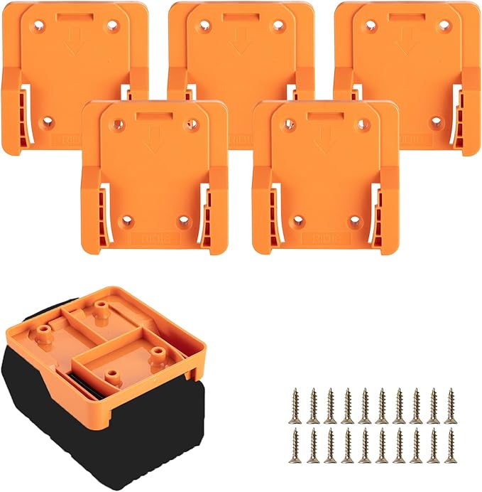 Crivnhar Battery Mount Holder Compatible for RIDGID 18V Batteries, Wall Mounts Hanger Fit for L1815R B1820R L1830R B1830R B1820, Organize Garage/Workshop/Work Truck(5 Pack, w/20 Screws, No Battery)
