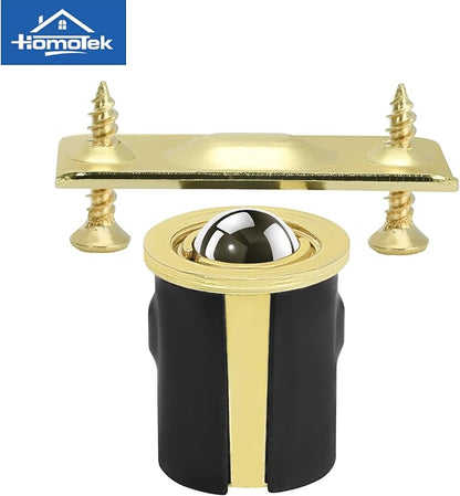 HOMOTEK 2 Pack Drive in Ball Catch with Strike Plate for Closet Doors, Bright Brass, 13/16 Inch x 1-1/8 Inchs,Die-cast, Adjustable Tension Ball