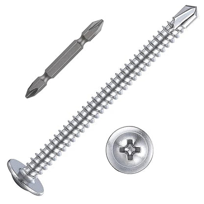 (100 pcs) Wensilon #10×2”for Sheet Metal Self-Tapping Screws 410 Stainless Steel Truss Head High-Strength Quick Tapping Screws