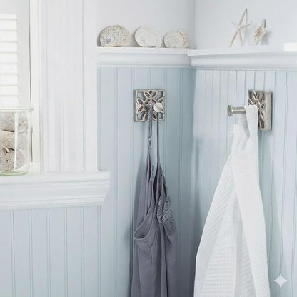 Autumn Alley Two Nickel Hooks, Bathroom Towel Hook, Robe Hook Wall Mounted - Decorative Wall Hooks for Towel, Robe, Cast Coat and Door Hook for Bathroom Modern Unique Style, 2 Pack