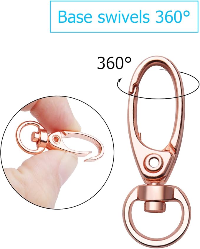 Swivel Clasp Clips,50pcs 35mm Swivel Trigger Clips Metal Keyring Clasps Snap Hooks for Hanging Key Chains Dog Leashes Crafts Decorations,Rose Gold