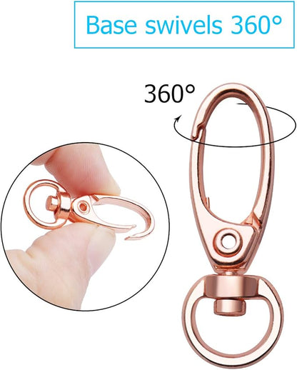 Swivel Clasp Clips,50pcs 35mm Swivel Trigger Clips Metal Keyring Clasps Snap Hooks for Hanging Key Chains Dog Leashes Crafts Decorations,Rose Gold