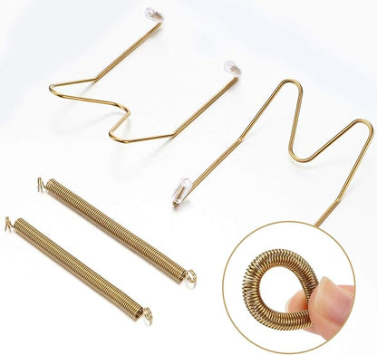 Hotop 12 Pieces Plate Hangers for Wall Stainless Steel Wire Invisible Heavy Duty Plate Hangers Display Holders with 12 Pieces Hooks for Wall Decorative(8/12/14 Inch,Gold)