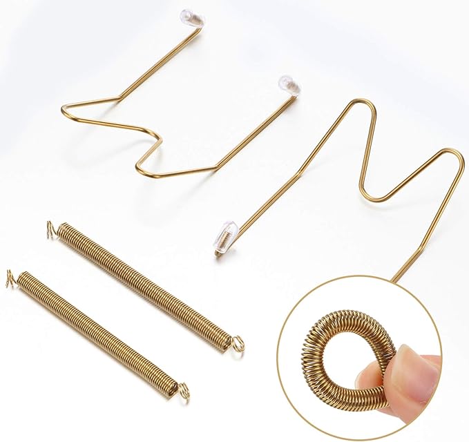 Hotop 12 Pieces Plate Hangers for Wall Stainless Steel Wire Invisible Heavy Duty Plate Hangers Display Holders with 12 Pieces Hooks for Wall Decorative(6 Inch,Gold)