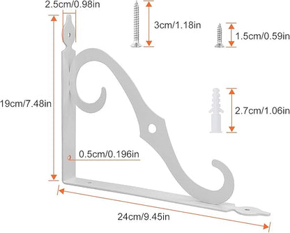 Acrux7 12 Pack Heavy Duty Decorative Shelf Brackets 9.4 X 7.5 inch with Screws White Metal Shelf Brackets - Shelf Support Angle Brackets for Shelves- L Brackets Heavy Duty Corner Brace Shelf Supporter