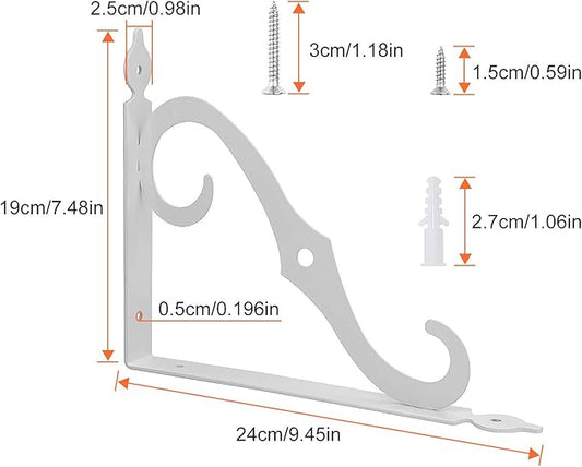 Acrux7 12 Pack Heavy Duty Decorative Shelf Brackets 9.4 X 7.5 inch with Screws White Metal Shelf Brackets - Shelf Support Angle Brackets for Shelves- L Brackets Heavy Duty Corner Brace Shelf Supporter