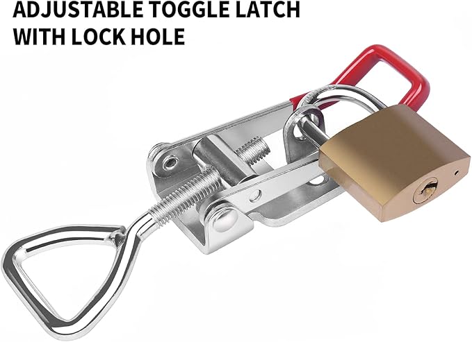 Heavy Duty Toggle Latch Clamp 4003, Large Adjustable Toggle Clamp Latch With Lock Hole, 1320Lbs Holding Capacity Pull Latch for Smoker Lid Jig, Tool Box Case - 4Pack (with 20PCS Screws)