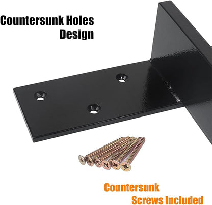 （2-Pack） Free Hanging T Shelf Bracket, Solid Heavy Duty Steel Knee Wall Hidden Granite Countertop Support Floating Bracket Hardware, Universal ,16 Inch , DIY Projects , Screws Included