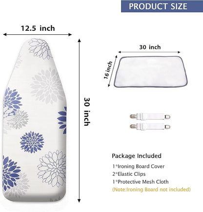 SheeChung 12.5"x32" Small Ironing Board Cover and Pad,Fits Mini Table Top Ironing Board,Extra Thick Padding,Elastic Cord&Fasteners,Heat Resistance(Ironing Board Not Included)