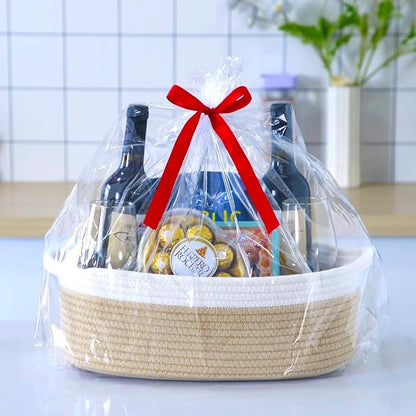 Woven Cotton Rope Storage Basket, Cube Changing Table Organizer for Closet Towels, Baby Nursery Bin, Small Dog Cat Toy Box, Gift Baskets empty Brown