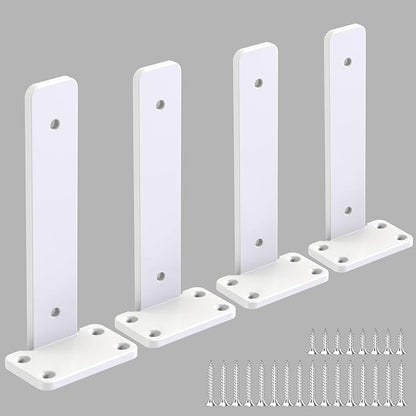 Floating Shelf Brackets upgraded, 6 inch, White Heavy Duty Iron Shelf Brackets, Industrial Modern Floating Shelf Support for Wall Mount Shelves,Wide Brackets ,4 Pack, Support DIY(5mm Thickening Type).