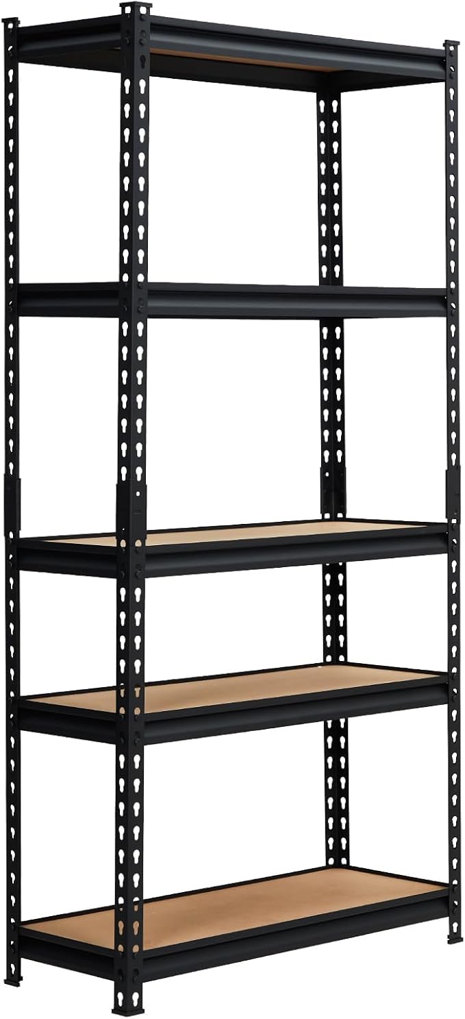 Heavy Duty Storage Shelves 5-Tier Shelving Unit, 2500 LBS Capacity Metal Rack for Garage Kitchen Pantry, Adjustable Shelves, 35" L x 18" W x 72" H