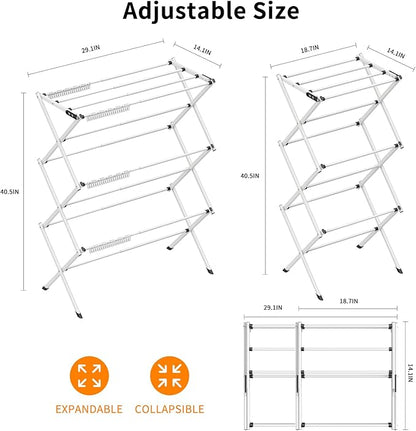 Foldable Drying Rack Clothing,Clothes Drying Rack Folding Indoor and Outdoor Rack,Laundry Drying Rack Collapsible-Black White