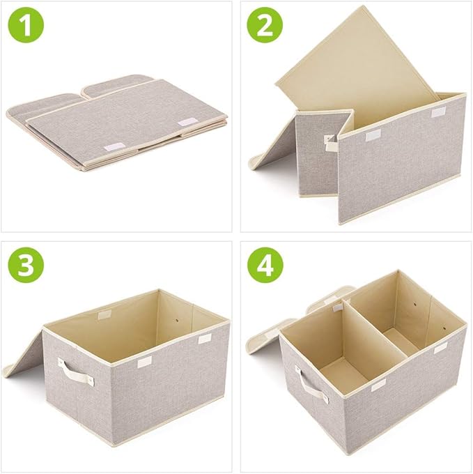 Morezi Dog toy box with lid storage organizer perfect basket for toys living room, playroom, closet, home organization and storage - Bamboo Gray