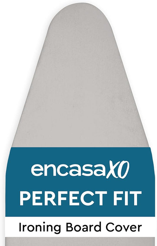 Encasa XO Ironing Board Cover and Pad 42"x14" - 4mm Felt Medium Iron Board Cover with Padding - Heat Resistant, Stain-Safe Dye, Non Slip Elastic Bungee Cord Tightening Iron Table Cover Light Grey