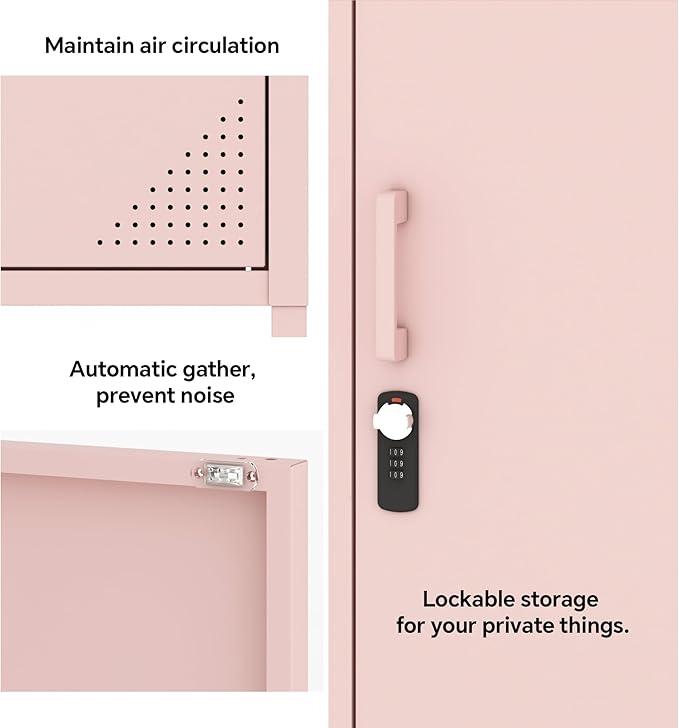 Metal Lokcer Cabinet (Pink, 19.69" D x 15.75" W x 49.21" H)