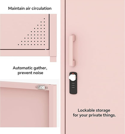 Metal Lokcer Cabinet (Pink, 19.69" D x 15.75" W x 49.21" H)
