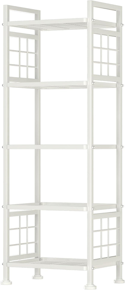 GIOTORENT 5-Wire Standing Storage Shelves, Metal Shelving Unit Pantry Rack for Laundry Kitchen Bathroom Organizer(White)