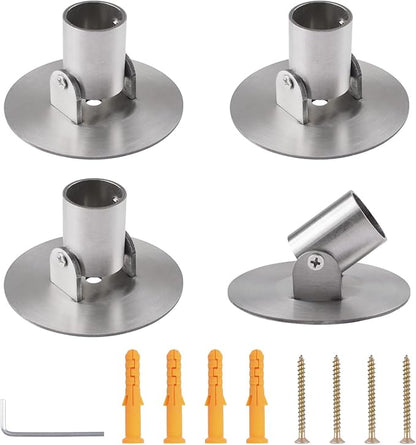 4pcs Shower Curtain Rod Bracket, 26mm Inner Diameter Titanium Steel Curtain Rod Holders Shower Curtain Rod Single Swivel Flange(Silver)