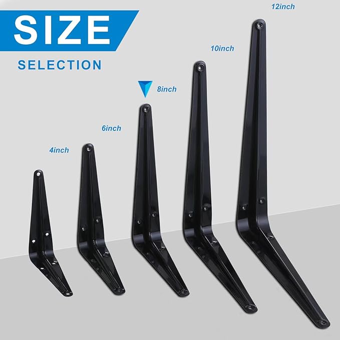 HEART ART 14 Pack Shelf Bracket 8 Inch ,Heavy Duty Shelf Brackets,Floating Shelf Bracket L Brackets,Metal Shelf Brackets for Wall, 8”L x 6”H x1.6”W