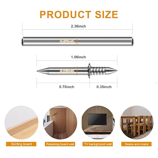 400pcs Double Head Skirting Nails with 4 Tools - Invisible Seamless Baseboard Screws for Solid Wood Trim, Double-Sided Installation