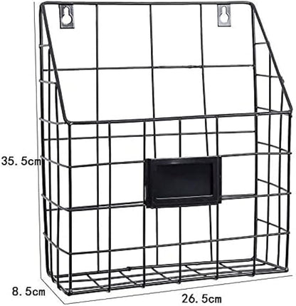 Magazine Rack Metal Magazine Rack Wall Mounted Magazine Rack for Living Room, Bathroom Or Bedroom-Nero