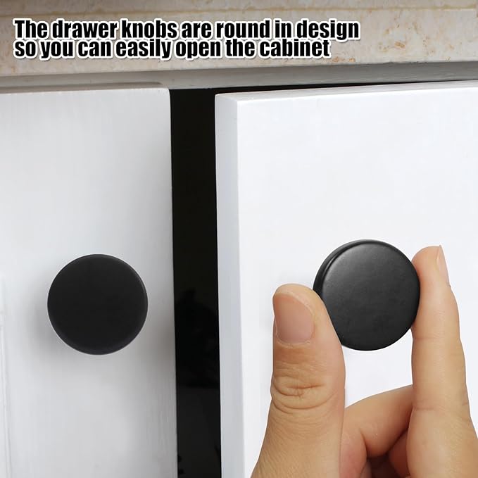 Romeda 12 Piece Drawer Knobs, Black Cabinet Knobs with Screw, 30mm Drawer Pulls for Dresser, Kitchen, and Cabinet Drawers