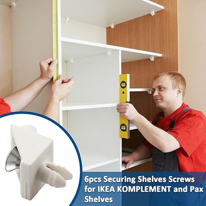 6Pcs Shelf Pins White Compatible with IKEA Shelf Part Number 101558 Screws Replacement for KOMPLEMENT and Pax Shelves