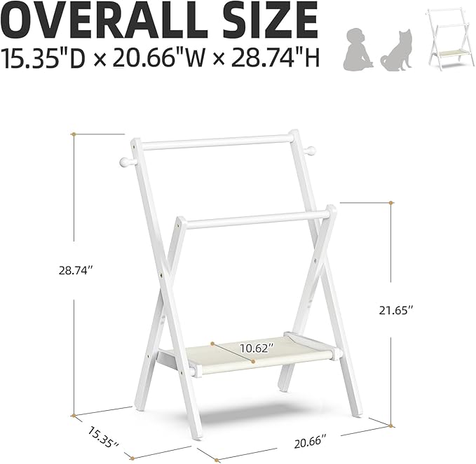 Baby Clothing Rack for Baby Shower Pets Dolls, Baby Clothes Rack with Storage Shelf & Double Rods, Toddler Clothes Rack, Mini Closet Baby Shower Rack (White)