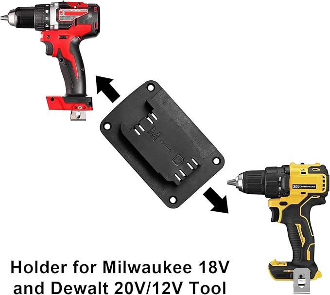 30pas Tool Holders and Battery Holder for Dewalt 20v Wall Mount Hanger Battery Drill Tool Storage Shelf for Milwaukee M18(Black)