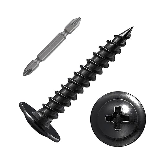 (200 pcs) Wensilon #10×1-1/4" Black Phillips Truss Head Wood Screws Quick Metal Self Tapping