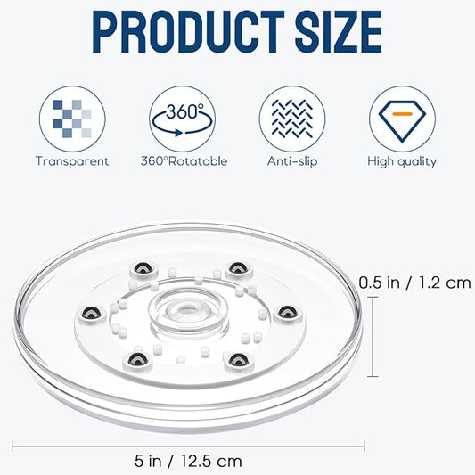 5 inch Small Lazy Susan,Lazy Susan Turntable for Cabinet,Clear Plastic Lazy Susan Organizer for Spice Rack,Makeup Cake Table Top