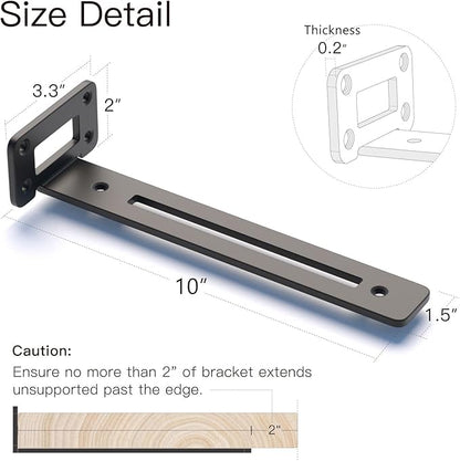 LEOPO 10 Inch 4 Pack Openwork T Shelf Brackets for DIY Floating Shelf,1/5 Inch Thick Heavy Duty Metal Shelf Bracket,L Brackets for Shelves Support