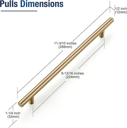 JOY DECOR 30 Pack Champagne Bronze Cabinet Pulls – 11-3/10 Inch Length, 8-3/4 Inch (224mm) Hole Center – Stainless Steel Kitchen Cabinet Handles for Drawer and Cupboard