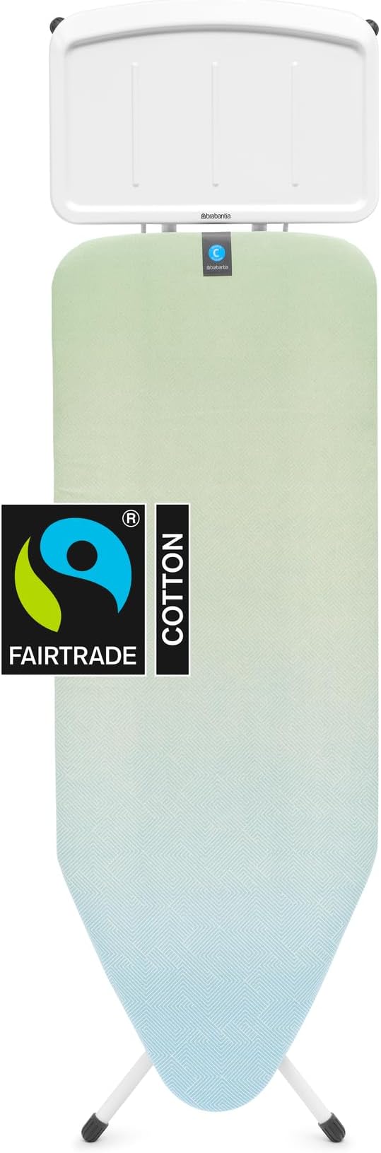 Brabantia - Ironing Board C - Extra Large Steam Unit Holder - Adjustable in Height - Non-Slip Rubber Feet - Cotton Cover with Foam Layer - Foldable XL Unit - Soothing Sea - 49 x 18 inches