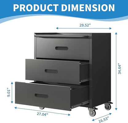 Metal Tool Cabinet,Garage Storage Cabinet System,Wall Cabinet & Locking Rolling Tool Cabinet with Doors and Adjustable Shelves,Steel Tool Cabinets for Home (2 Pcs-StyleE, Black)