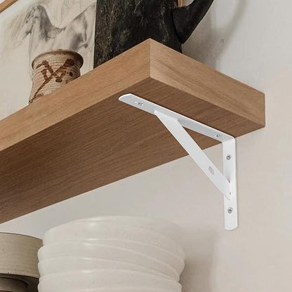 8 Pcs Heavy Duty Shelf Brackets, Floating Metal Shelf Brackets, White, 11.81 x 7.48 Inch, Wall Mount, Powder Coated Iron