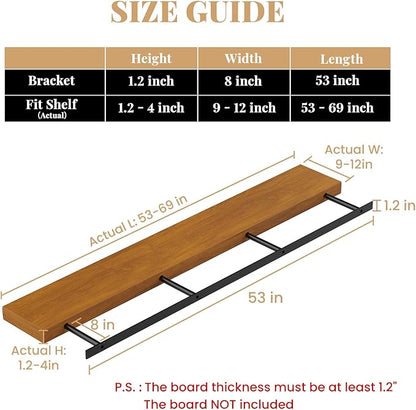 Floating Shelf Bracket Heavy Duty Shelving Brackets,Decorative Floating Shelf Hardware Black,Hidden Metal Shelf Support Bracket Heavy Duty Floating Mantel Bracket,200lbs (53X8X1.2-Starter Jig)