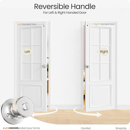 HOSOM Door Knob with Lock and Key, Keyed Entry Door Knob, Exterior and Interior Door Lock for Front Door Commercial and Residential Area, Entry Door Handle for Bedroom and Bathroom, Satin Nickel