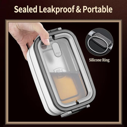Stainless Steel Lunch Box - Bento Box Multifunctional Containers with Insulation Bag, 3 Compartments-Layered Design for Work Picnic Travel, 1.35L Capacity, with Fork and Spoon