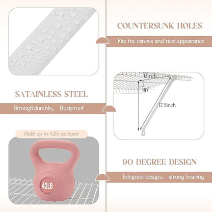 16 Pcs Support Brackets for 12in Wide Shelving Wire Wire Shelf Brackets Closet Rod Bracket Closet Support Bracket with Anchors and Pins for Installation Wires Shelving Supports Closets