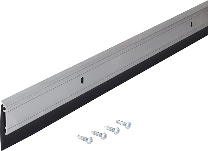 M-D Building Products 68247 All Season Aluminum Door Sweep for Bottom of Door, Heavy Duty Rubber Seal, Exterior & Interior Weather Stripping Bottom Door Seal, Commercial & Residential, (Silver, 36in)