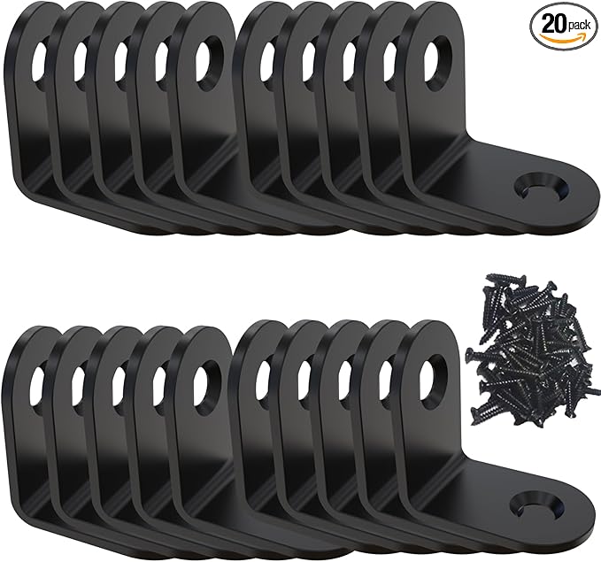 Corner Brace, L Bracket, Corner Brackets of Stainless Steel,Small Angle Support for Home Improvement, Metal Iron Braces for Wood Aufuga (20, Black, 1x1x10.6)