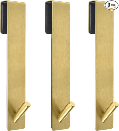Shower Door Hooks(7.5 Inch),Extended Over Door Hooks for Bathroom Frameless Glass Shower Door,Stainless Steel Towel Hooks,Heavy Duty Rack Hooks for Robe,Towel-3 Pack-Gold