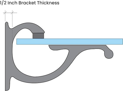 Dulles Glass Floating Shelf Brackets, Designer Heavy Duty, Black, for Glass, Wood, Acrylic Wall Mounted Shelf Support. 2 Pack.