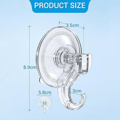 Quntis Wreath Hanger 6 Pack - Clear Plastic Suction Cup Hooks, Reusable, Waterproof Vacuum Suction Hooks for Shower Wall, Window, Towel, Loofah, Soap Bag, Christmas Decor